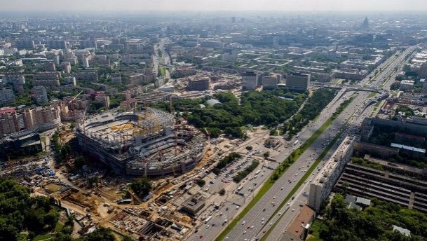 Вид стройки стадиона Динамо с высоты