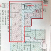 Общий план помещения на Научном пр-де, 19 с площадями, отмечено красным