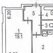 Схема-план квартиры однокомнатной, которая сейчас продается в Котловке